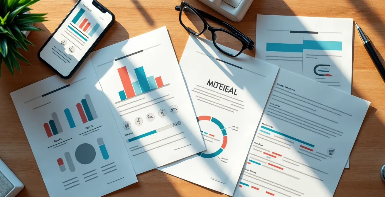 Bureau bien organisé avec documents médicaux prêts à être numérisés par une personne âgée