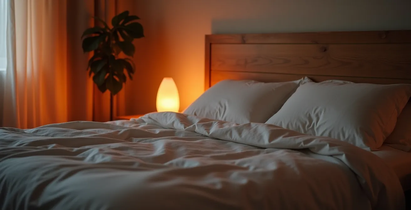 Chambre à coucher sereine avec éclairage tamisé propice au sommeil réparateur